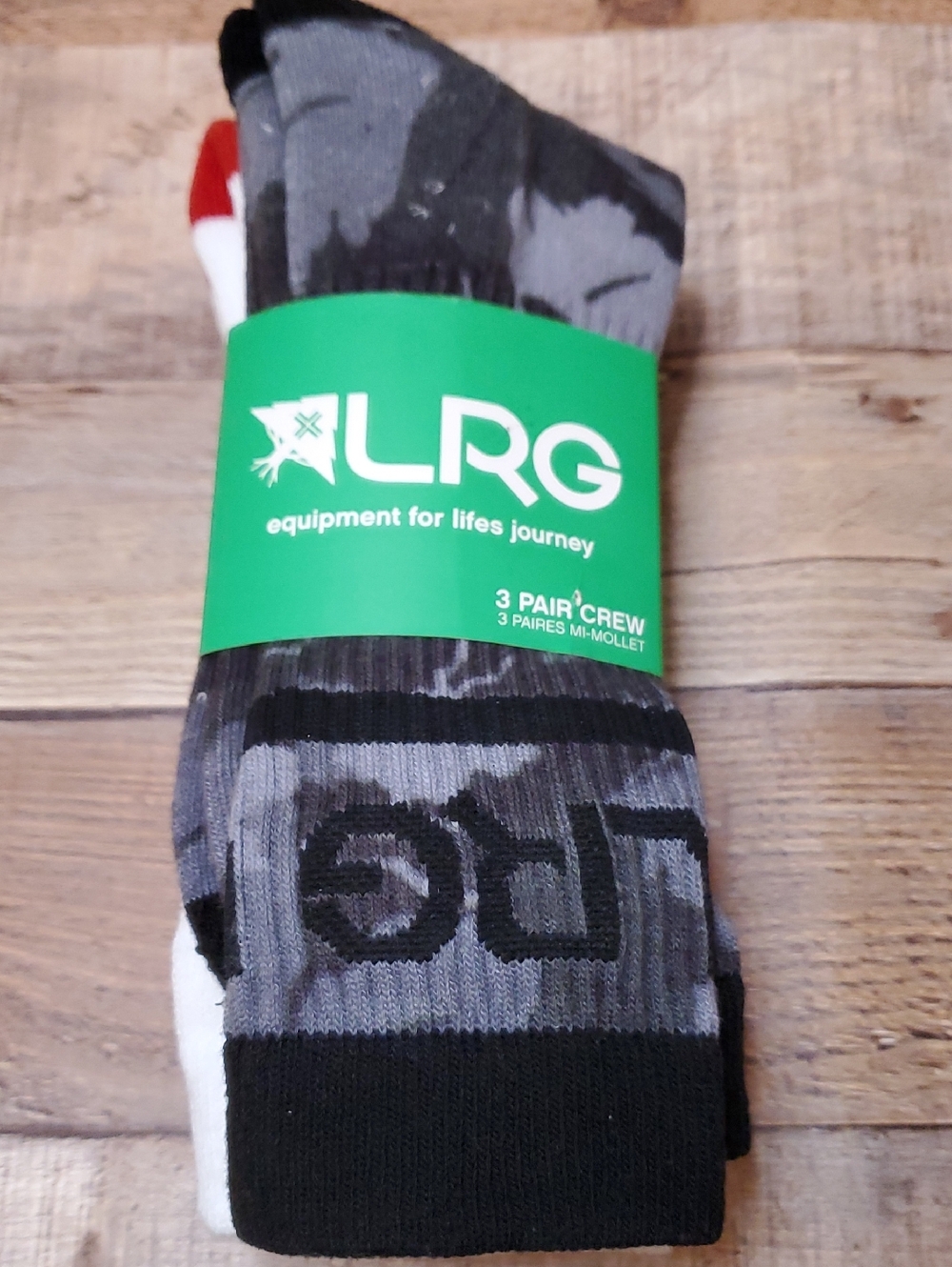 NEW 3 PAIR PACK LRG EQUIPMENT FOR LIFE JURNEY MENS CREW SOCKS 6-12